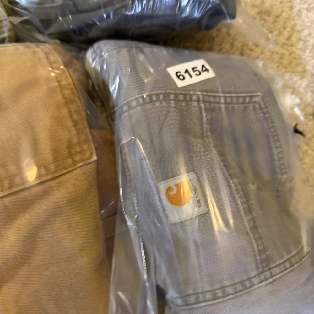 Carhartt Mens Gray Canvas Carpenter Work Pants Distressed 42x30 Utility Dungaree